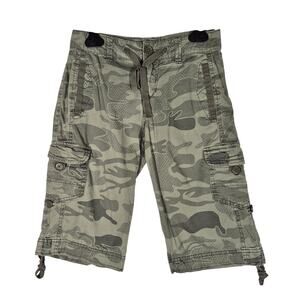 Unionbay Camo Cargo Rollcuff Bermuda Shorts junior size 0 Y2K